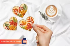 Autumn Floral Hearts Sticker, Floral Heart Sticker Product Image 1
