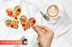 Autumn Floral Hearts Sticker, Floral Heart Sticker Product Image 1