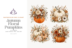Autumn Floral Pumpkin Cliparts Product Image 1