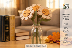 3D Autumn Flowers Laser Cut. Fall bouquet. Home decor Product Image 5