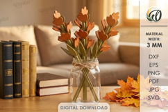 3D Autumn Flowers Laser Cut. Fall bouquet. Home decor Product Image 7