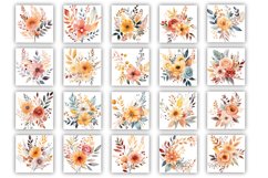 Autumn Flowers | Watercolour Clipart PNG Product Image 2