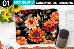Autumn flowers Mouse pad Sublimation Design PNG