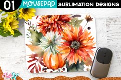 Autumn flowers Mouse pad Sublimation Design PNG