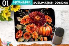 Autumn flowers Mouse pad Sublimation Design PNG