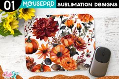 Autumn flowers Mouse pad Sublimation Design PNG