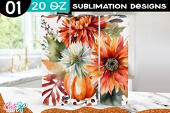 Autumn flowers Tumbler Wrap Sublimation PNG