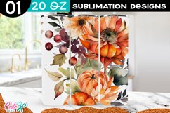 Autumn flowers Tumbler Sublimation PNG