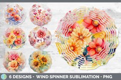 Bundle of six Watercolor Florals Wind Spinner designs.