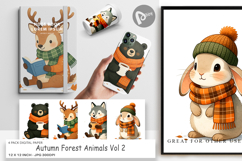 Autumn Forest Animals Digital Paper Product Image 1
