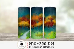 skinny tumbler design with forest in fall 