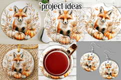 Autumn Fox Wind Spinner, Cute Autumn Fox Round Design, d1 Product Image 3