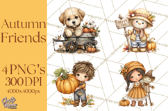 Pumpkin Patch Pals Clipart, Fall Farm Clip Art, PNG Product Image 1