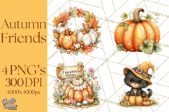 Pumpkin Patch Pals Clipart, Fall Farm Clip Art, PNG Product Image 1