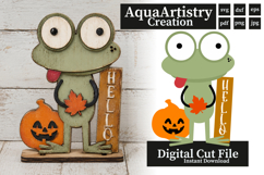 Autumn Silly Frog Welcome Sign Laser Cut SVG Product Image 1