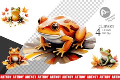 Autumn Frog Watercolor Clipart Product Image 1