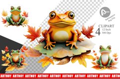 Autumn Frog Watercolor Clipart Product Image 1