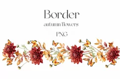 autumn garden flowers and butterflies border