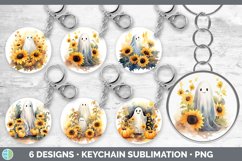 Bundle of six Watercolor Ghosts Keychain designs.