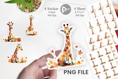 Autumn Giraffe Watercolor Sticker Product Image 1