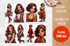 Beautiful Girl Square Coaster |autumn girl Colorful Design Product Image 1