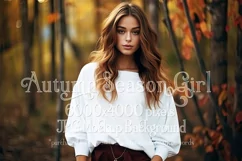 Autumn Girl Background, Autumn Woman Mockup, Sweatshirt, d2 Product Image 1