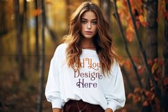 Autumn Girl Background, Autumn Woman Mockup, Sweatshirt, d2 Product Image 2