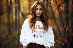 Autumn Girl Background, Autumn Woman Mockup, Sweatshirt, d2 Product Image 2