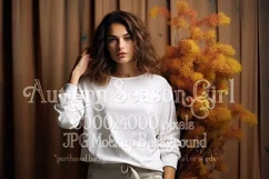 Autumn Girl Background, Autumn Woman Mockup, Sweatshirt, d3 Product Image 1