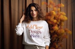 Autumn Girl Background, Autumn Woman Mockup, Sweatshirt, d3 Product Image 2