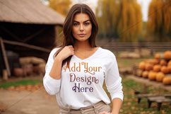 Autumn Girl Background, Autumn Woman Mockup, T Shirt, d17 Product Image 2