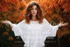 Autumn Girl Background, Autumn Woman Mockup, T Shirt, d20 Product Image 1