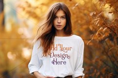 Autumn Girl Background, Autumn Woman Mockup, T Shirt, d22 Product Image 2