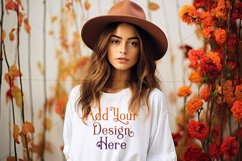 Autumn Girl Background, Autumn Woman Mockup, T Shirt, d23 Product Image 2