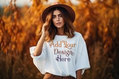 Autumn Girl Background, Autumn Woman Mockup, T Shirt, d26 Product Image 2