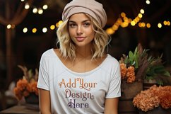 Autumn Girl Background, Autumn Woman Mockup, T Shirt, d9 Product Image 2