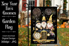 New Year's Eve Garden Flag, New Year Gnomes Garden Flag, d15 Product Image 1