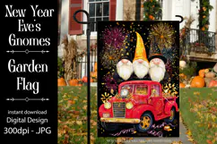 New Year's Eve Garden Flag, New Year Gnomes Garden Flag, d18 Product Image 1