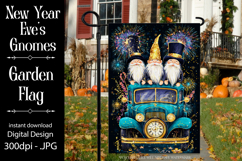 New Year&#039;s Eve Garden Flag, New Year Gnomes Garden Flag, d4 Product Image 1