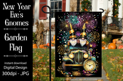 New Year&#039;s Eve Garden Flag, New Year Gnomes Garden Flag, d6 Product Image 1