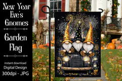 New Year's Eve Garden Flag, New Year Gnomes Garden Flag, d8 Product Image 1