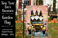 New Year's Eve Garden Flag, New Year Gnomes Garden Flag, d9 Product Image 1
