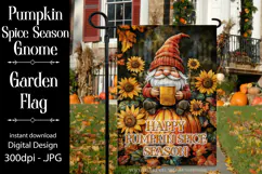 Pumpkin Spice Garden Flag, Autumn Season Gnome Garden Flag Product Image 1