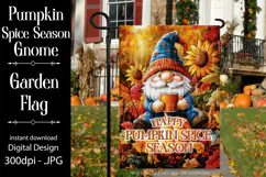 Pumpkin Spice Garden Flag, Autumn Season Gnome Garden Flag Product Image 1
