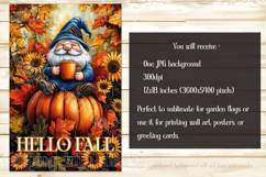 Hello Fall Garden Flag, Autumn Season Gnome Garden Flag 2 Product Image 2