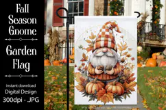 Autumn Gnome Garden Flag, Fall Season Gnome Garden Flag, d2 Product Image 1