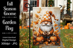 Autumn Gnome Garden Flag, Fall Season Gnome Garden Flag, d6 Product Image 1
