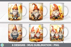 Bundle of six Watercolor Gnomes Mug Wrap designs.