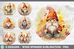 Bundle of six Watercolor Gnomes Wind Spinner designs.