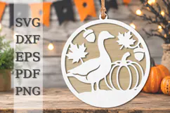 Autumn Goose & Pumpkin Laser Cut SVG Product Image 1